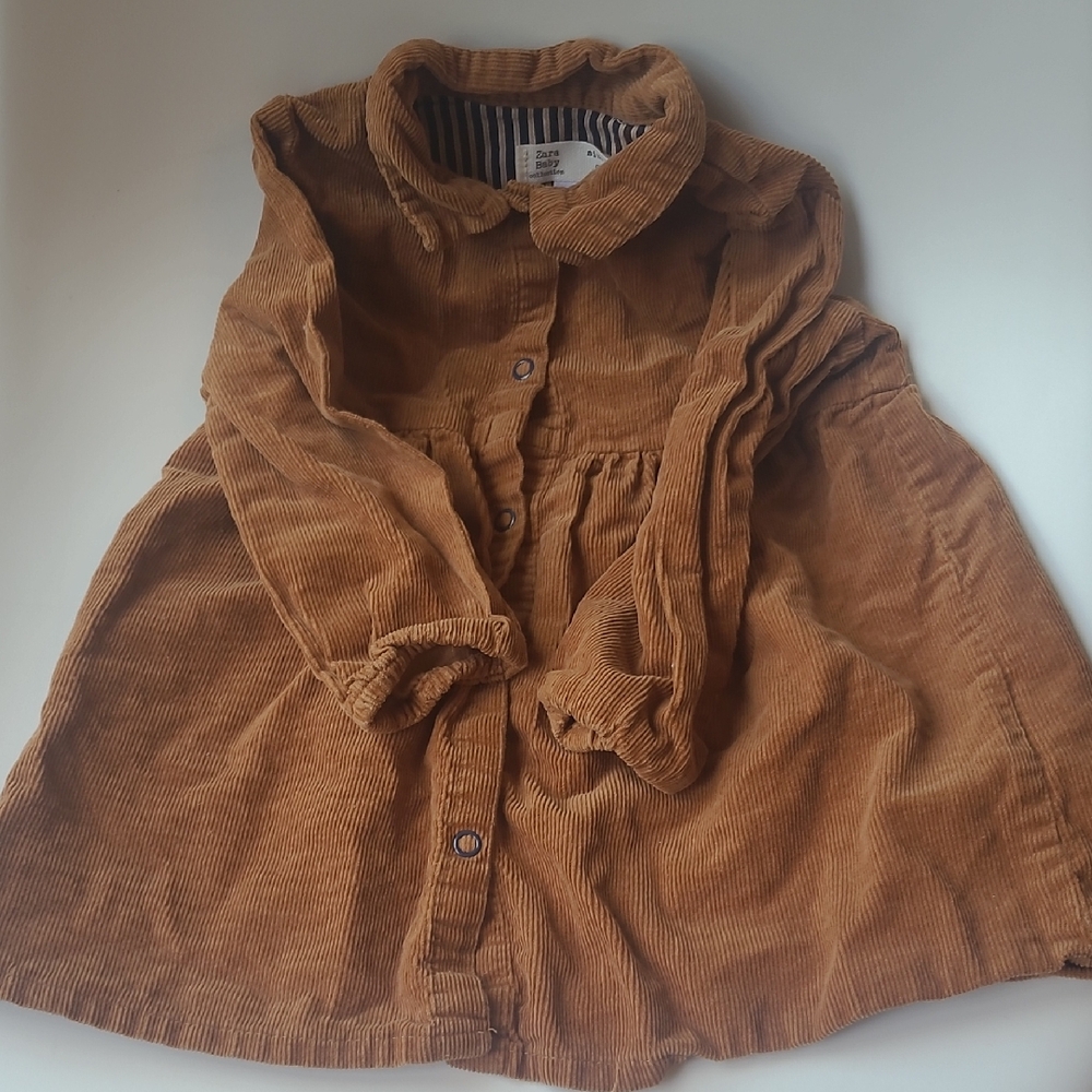 Zara 12-18M Brown Corduroy Button-Up Dress